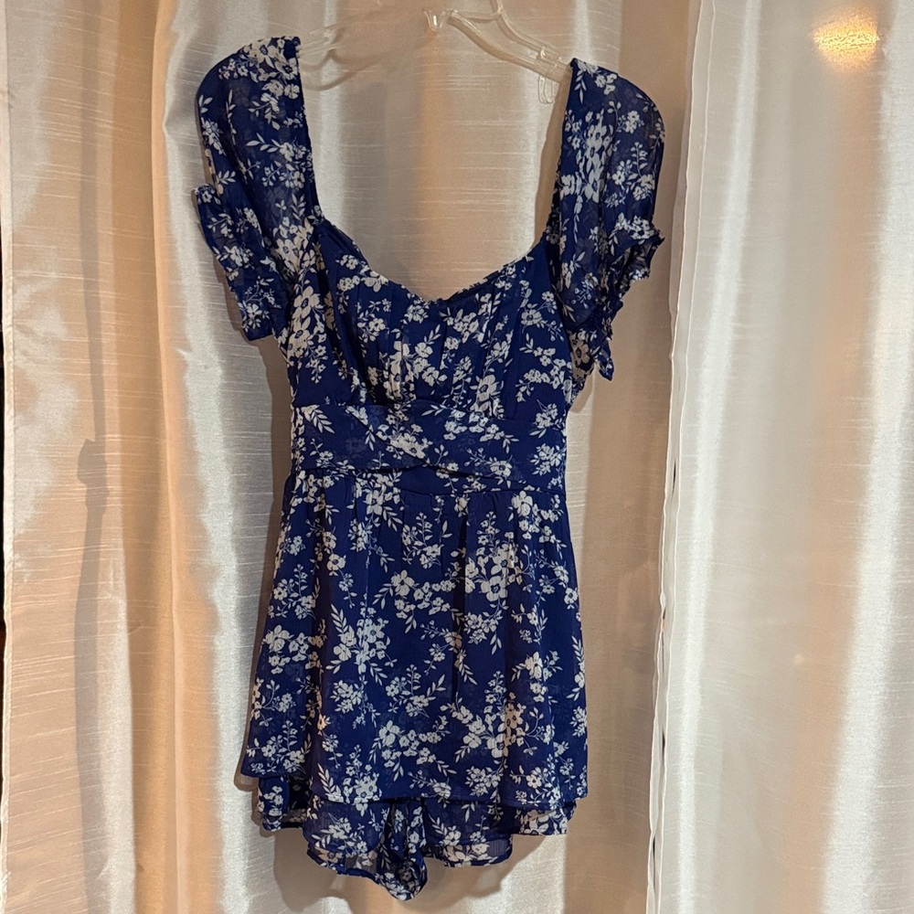 Trixxi Navy and White Floral romper